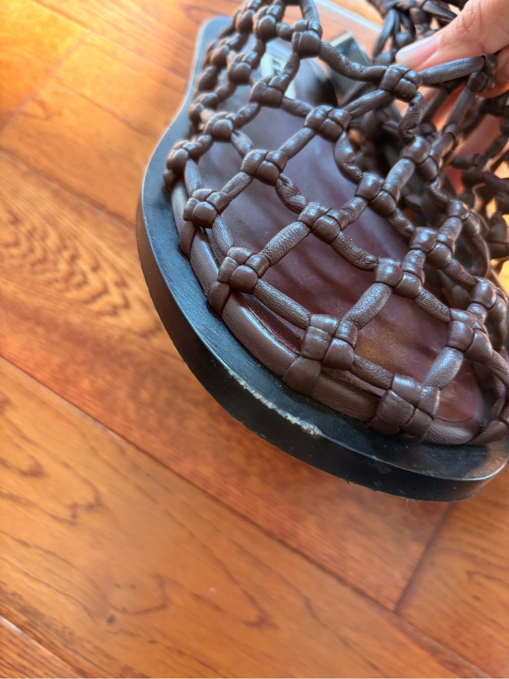 Jil Sander Dark Brown Braided Slide Sandals - Picture 3 of 8